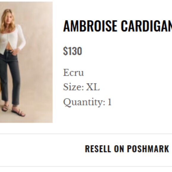 Sezane Ambroise Cardigan Ecru - Size XL - Picture 2 of 6